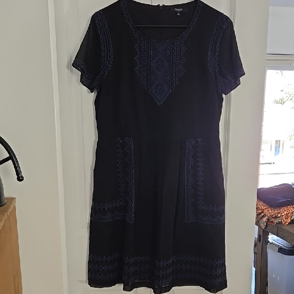 Madewell Black and Blue Midi Dress